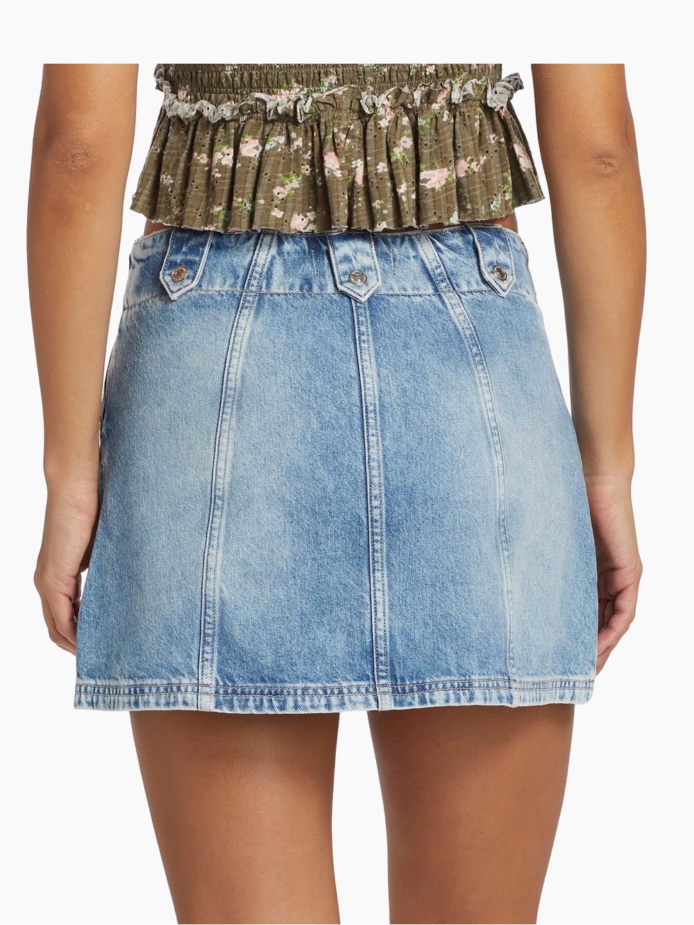 Free people We the free Runaway Denim Mid-Rise Miniskirt size28 medium blue wash - Picture 2 of 8